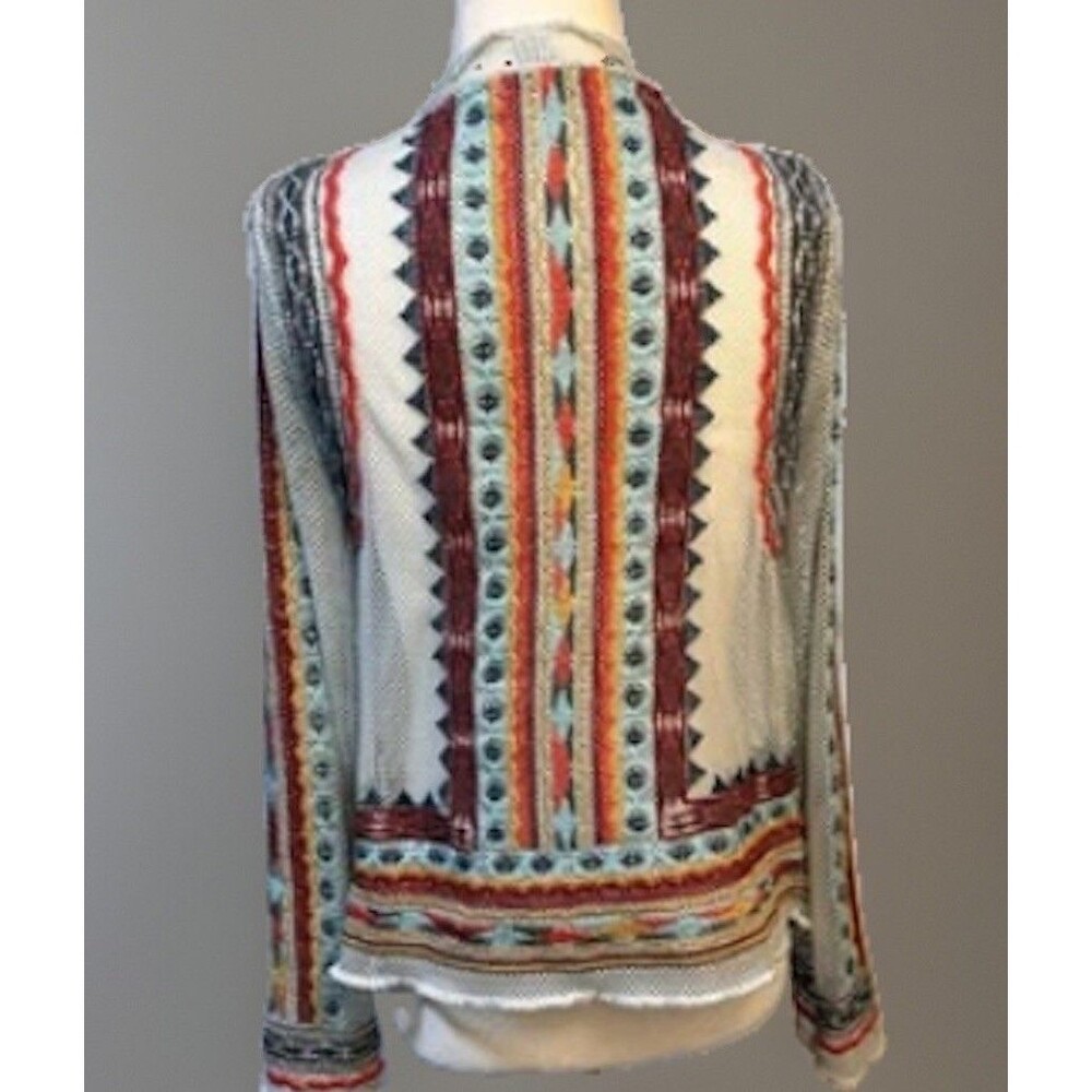 Adore Boutique Statement Embroidered Wrap Cardigan Boho Aztec Western Jacket